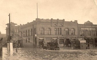 Image of Pocatello downtown flood of 1911, courtesy of the Idaho State Historical Society, featured on flooding history website.