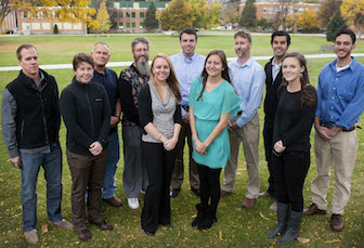  Cutline info: NASA's John Schnase, third from left, and ISU's Keith Weber, fourth from left, and NASA’s Lauren Childs-Gleason, fifth from left, worked this fall on the ISU campus with scientists and students from ISU, NASA Goddard Space Flight Center in Maryland and the NASA DEVELOP program headquartered at the NASA Langley Research Center in Virginia. ISU has now been designated a NASA DEVELOP N