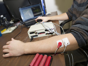 EMG signals captured from the subject’s skin at the ISU Bioengineering Lab are to be used to identify the motion intention.