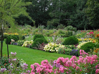  A colorful garden outside the historic Lieutenant  Governor's House on Prince Edward Island.