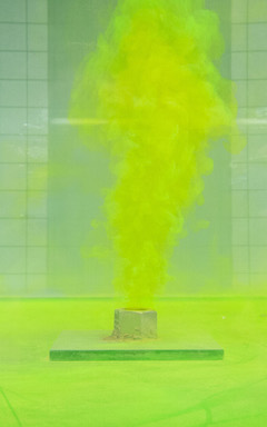A plume created during a recent experiment at the ISU Volcanic Simulation Laboratory.