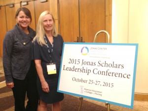 Left-Julie Hammatt, Doctor of Nursing Practice student, and Tamara Rose, Ph.D. nursing candidate, at the 2015 Jonas Scholars Leadership Conference in Washington, D.C.